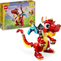 LEGO Creator 3v1 Hračka červeného draka pro rybí figurku k modelu ptáka Fénixe, sada zvířecích figurek, dárky pro chlapce, dívky a děti od 6 let 31145