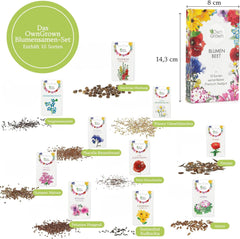 Semințe de flori pentru grădină și balcon: 10 varietăți de semințe de flori premium ca set de semințe de plante – semințe de flori de balcon – semințe de flori sălbatice pentru balcon și grădină de la OwnGrown