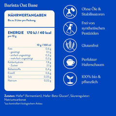 Blue Farm Barista Oat Base für bis zu zu 8L zum selbermischen – Bio Haferdrink Barista Edition – Milchalternative ohne Zusatzstoffe und Zuckerzusatz – Vegan und Glutenfrei – 90% weniger Verpackungmüll