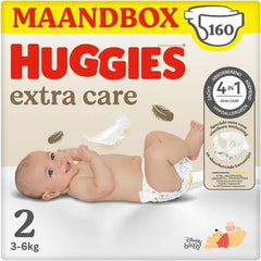 Dětské plenky Huggies Extra Care, velikost 2 (3-6 kg), Super absorpční, Disney Design, hromadné balení, 160