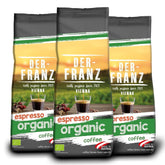 Der-Franz Espresso Bio káva, intenzita 5/5, Bio Arabica a Robusta, celá zrna Káva Naty Shop 3 x 500 gramů Espresso Bio