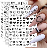 8 Blatt Nagelsticker Valentinstag Nagelaufkleber Selbstklebend Liebhaber Des Schwarzen Herzens Nail Art Sticker Dekoration Nageldesign Zubehör