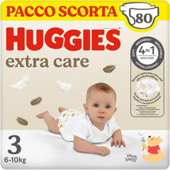 Plenky Huggies Extra Care, velikost 3 (4-9 kg), 2 balení po 40 ks plen Mother and Baby Naty Shop
