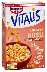 Dr. Oetker Vitalis Crunchy Flakes: Křupavé müsli s kukuřičnými lupínky a kousky mandlí, balení 5 ks (5 x 600 g)