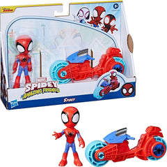 SPIDEY and HIS AMAZING FRIENDS Marvel Spidey figura cu motocicleta, jucărie pentru băieți și fete cu vârsta de 3 ani și peste Action figures Naty Shop