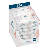 BIOLANE - Balení 12 ks - Dětské vlhčené ubrousky s toaletním mlékem - Miminka - 864 Dětské vlhčené ubrousky - Čistí a hydratuje - Pro citlivou pokožku - 98% přírodní původ - Od narození