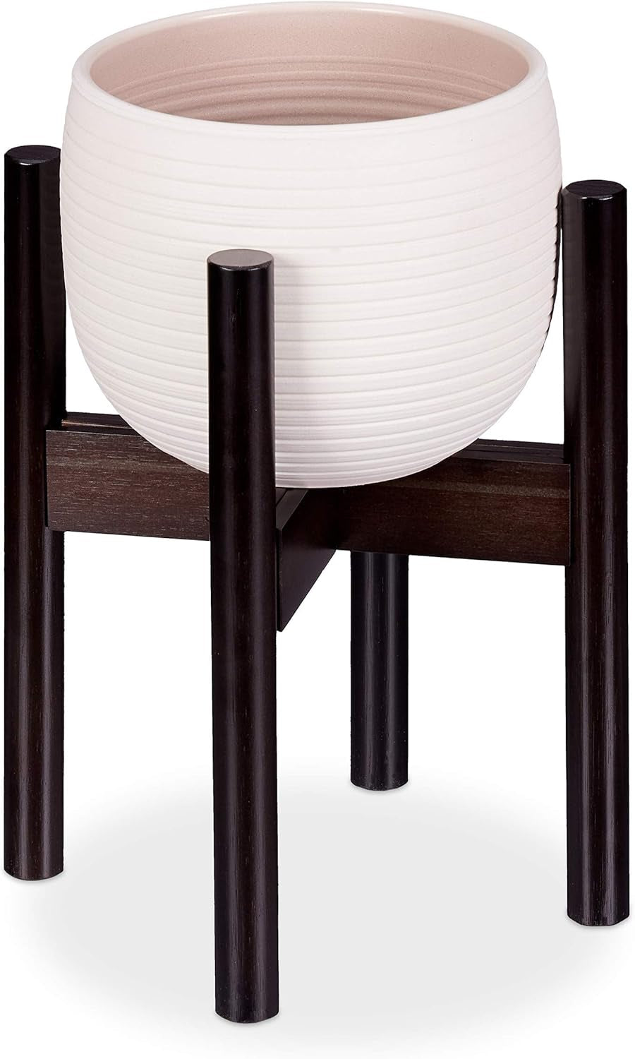 Relaxdays Suport pentru flori din bambus, reglabil individual, pentru ghivece de flori de până la 32 cm, suport pentru plante, H: 35,5 cm, maro, 1 bucată 10028823