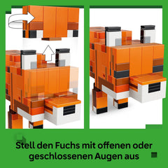 LEGO Minecraft Der Fuchs - 3D-Puzzle Tierfigur mit Zubehör - Herní Deko pro Schlafzimmer nebo Gaming Raum - Hráč Spielzeug zum Geburtstag für Jungen, Mädchen und Fans ab 10 Jahren - 21588