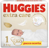 Dětské plenky Huggies Extra Care, velikost 1 (2-5 kg), Super absorpční, Disney Design, hromadné balení, 160