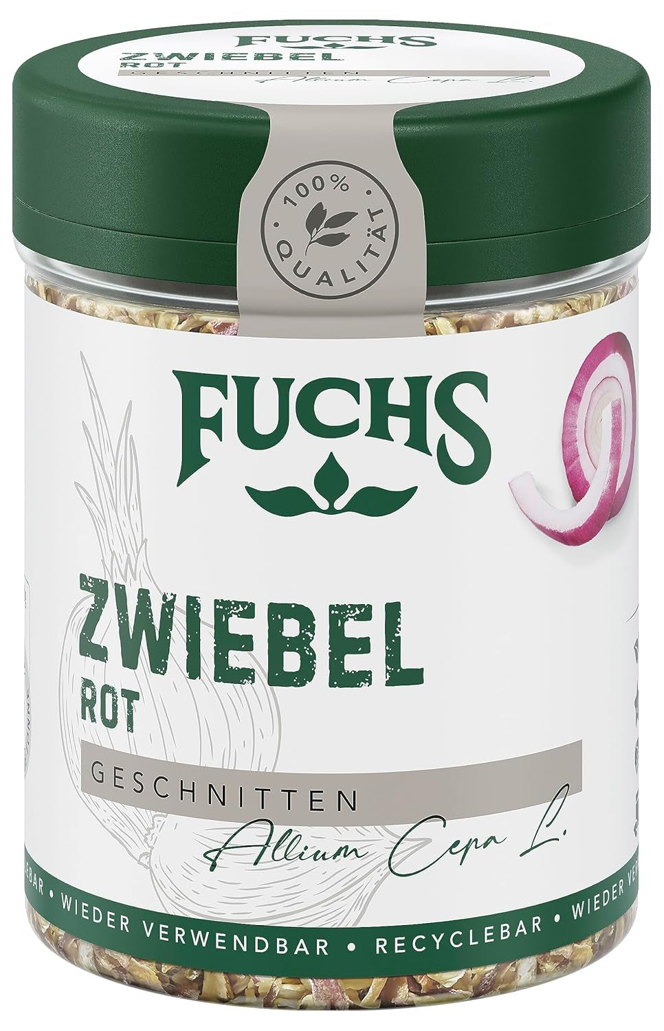 Fuchs Gewürze - Zwiebel rot geschnitten - Gewürz für Pürees, Salát oder Brotaufstriche - přírodní ingredience - 40 g v wiederverwendbarer, recyclebarer Dávka