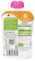 FRECHE FREUNDE Bio Quetschie Jablko, Erdbeere, Himbeere mit Grieß, Fruchtmus mit Getreide in Quetschbeutel für Baby from 6. Month, vegan, 6er Pack (6 x 100g)