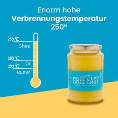 Ghee Easy 850g Ghee Bio von Grasgefütterten Kühen - Ghí máslo bez Zusatzstoffe - Zertifiziert Organisch & Biologisch - Hochreines Ayurveda Ghí bez laktózy a lepku - 100% Europäisch
