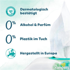 Vlhčené ubrousky Pampers Harmony Aqua, 15 balení po 48 ubrouscích – celkem 720 ubrousků, pomáhající obnovit přirozenou rovnováhu pH pokožky, lehké mléko 99 % vody