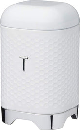 KitchenCraft Lovello caddy pentru ceai, caddy din oțel alb, suprafață texturată, stil 1950 cu capac, pentru ceai vrac și pliculețe de ceai, 11 cm x 11 cm x 19 cm, Ice White Cutii depozitare alimente Naty Shop Alb gheață Ceai