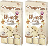 Schogetten Blonde Mandle | Bílá čokoláda s karamelem a kousky mandlí | 100 g | Pohodlné porcování (balení po 2 kusech)