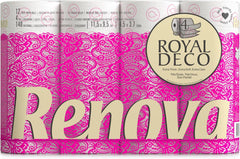 Hârtie igienică Renova 4 straturi albă decorată parfumată - 12 role rolă Blanco Decorado Perfumado