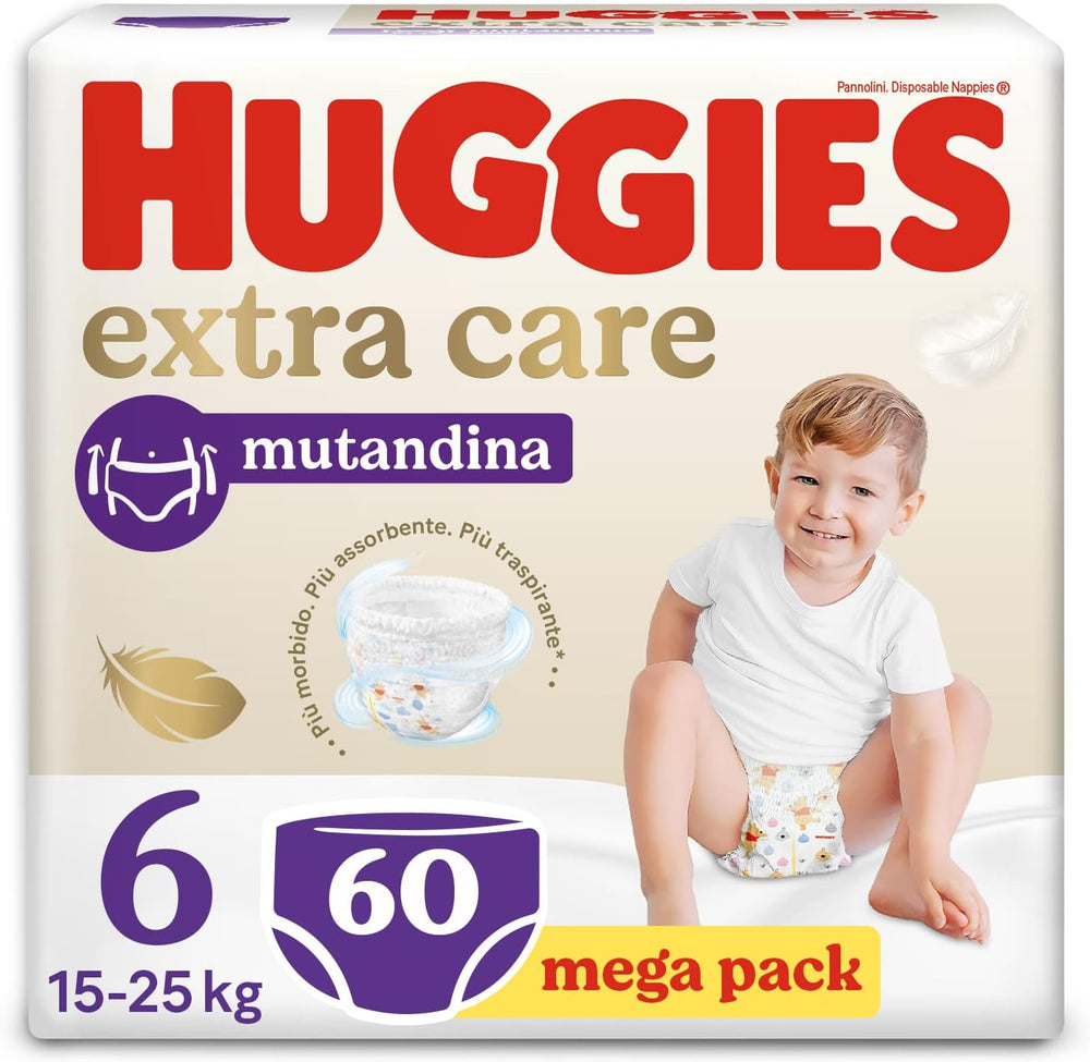 Pleny Huggies Extra Care, velikost 6, 15-25 kg, 60 kusů