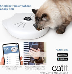 Catit - PIXI Smart Futterautomat mit 6 Mahlzeiten (Nassfutter), Weiß