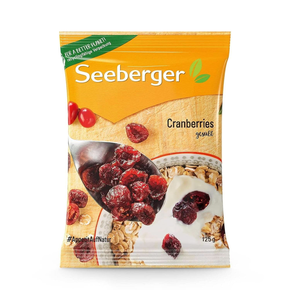 Seeberger Cranberries, půlené kanadské brusinky, ovocné a sladké, 13 x 125 gramů Naty Shop Dehydratované produkty 13 x 125 gramů 13 x 125 gramů