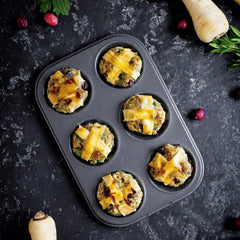 Masterclass 6-Loch-Muffinblech Mit PTFE-, PFOA- Und Bpa-Freiem Antihaftbeschichtung, Robustes 1Mm Dickes Karbonstahlblech, 27 X 18Cm Formy na košíčky a plechy na pečení Naty Shop