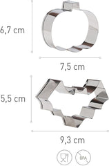 dekora – Set de forme de biscuiți de Halloween pentru copii – 2 forme metalice de biscuiți: Dovleac și Liliac – Forme de biscuiți și pâine – Ideale pentru decorațiuni cu dovleci și dulciuri de Halloween între 6 și 9 cm