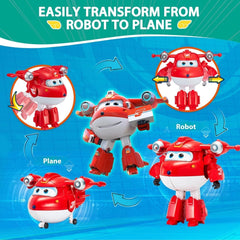 Super Wings 5" transformující postavy 2-balení Transformující přeplňovaný Jett + Tino Transformer Hračka pro chlapce a dívky Věk 3+ Červené akční figurky Naty Shop