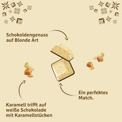 Schogetten Blonde Caramel | Karamel s bílou čokoládou a kousky karamelu | Čokoládová tyčinka 100g | Pohodlně porcované