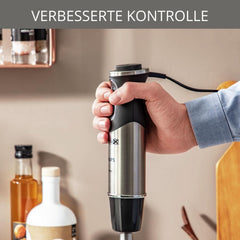 Krups Perfect Mix Stojanový mixér HZ6568 | Mixér | 1000 Watt | Edelstahlfuß | 4 Extra Scharfe Messer | Technologie Powelix | Schneebesen | 500 ml Zerkleiner | 800 ml Messbecher | Schwarz/Silber Kitchen Naty Shop