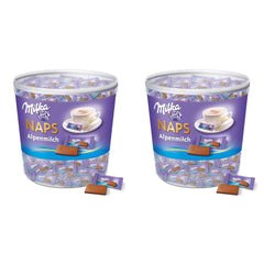 Naps Alpine Milk 1 x 1 kg, rozpouštějící se v ústech mini čokoládové čtverečky jemné alpské mléčné čokolády, krabička (balení 2 ks)