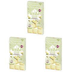 Schogetten Fistic Alb | Ciocolată albă cu umplutură de cremă de fistic | 100 g | Porționat convenabil (pachet de 3)