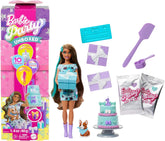 Păpușă Barbie Party fără cutie și accesorii, serie de aniversări pentru animale de companie, set de stele de petrecere cu 10 surprize, inclusiv efect de schimbare a culorii și decorațiuni pentru tort, JFG72