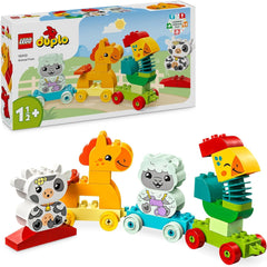 LEGO DUPLO Zvířecí vláček, Vláček na kolečkách, Kreativní stavění a přestavování figurek zvířat, Vzdělávací hračka pro batolata, Dárek k narozeninám pro milovníky zvířat Dívky a chlapce 1½ roku staré 10412 Stavebnic Besuche den LEGO-Store Single