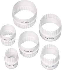 Set de 6 forme rotunde reversibile Tala pentru biscuiți, forme pentru biscuiți cu margini netede și striate, plastic fără BPA, pentru aluat, fondant și marțipan, 48 până la 98 mm