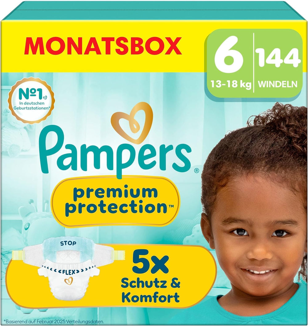 Pampers Premium Protection, velikost 6, 144 plen, 13kg-18kg, naše #1 ochrana kůže a protečení