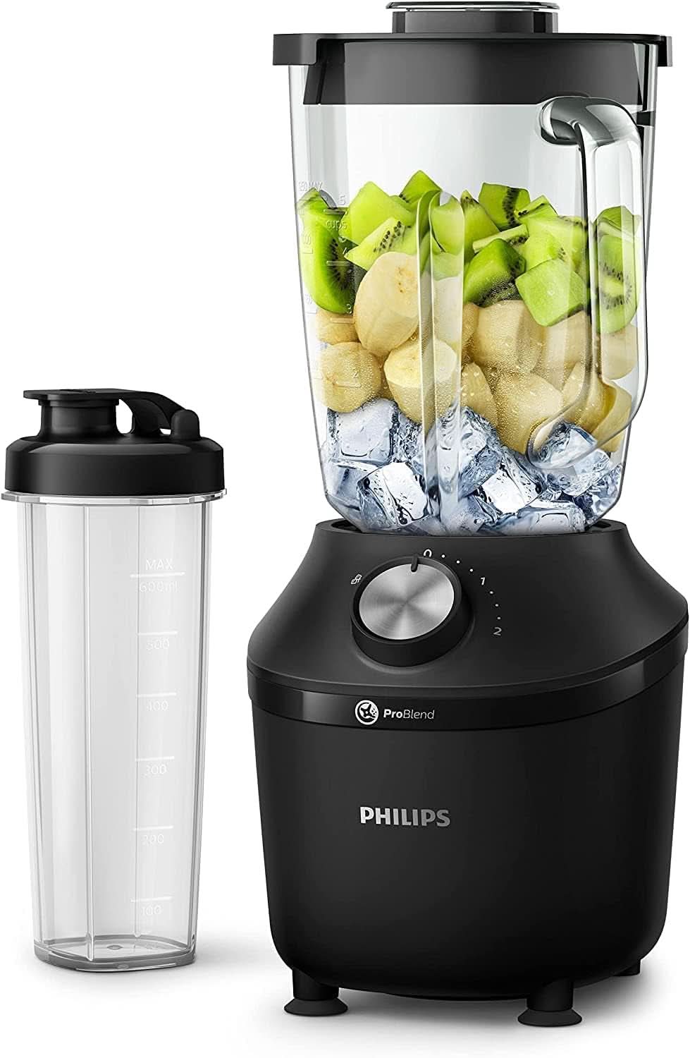 Philips Standmixer Und Smoothie Maker – 600 W, 2-Liter-Becher, Homeid-App, 2 Geschwindigkeitsstufen + Impulsfunktion, Problend, Ice-Crush-Funktion (HR2291/41) Kitchen Naty Shop 600 Watt