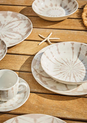 Mallorca, set de veselă pentru 6 persoane, 18 piese, porțelan, bej