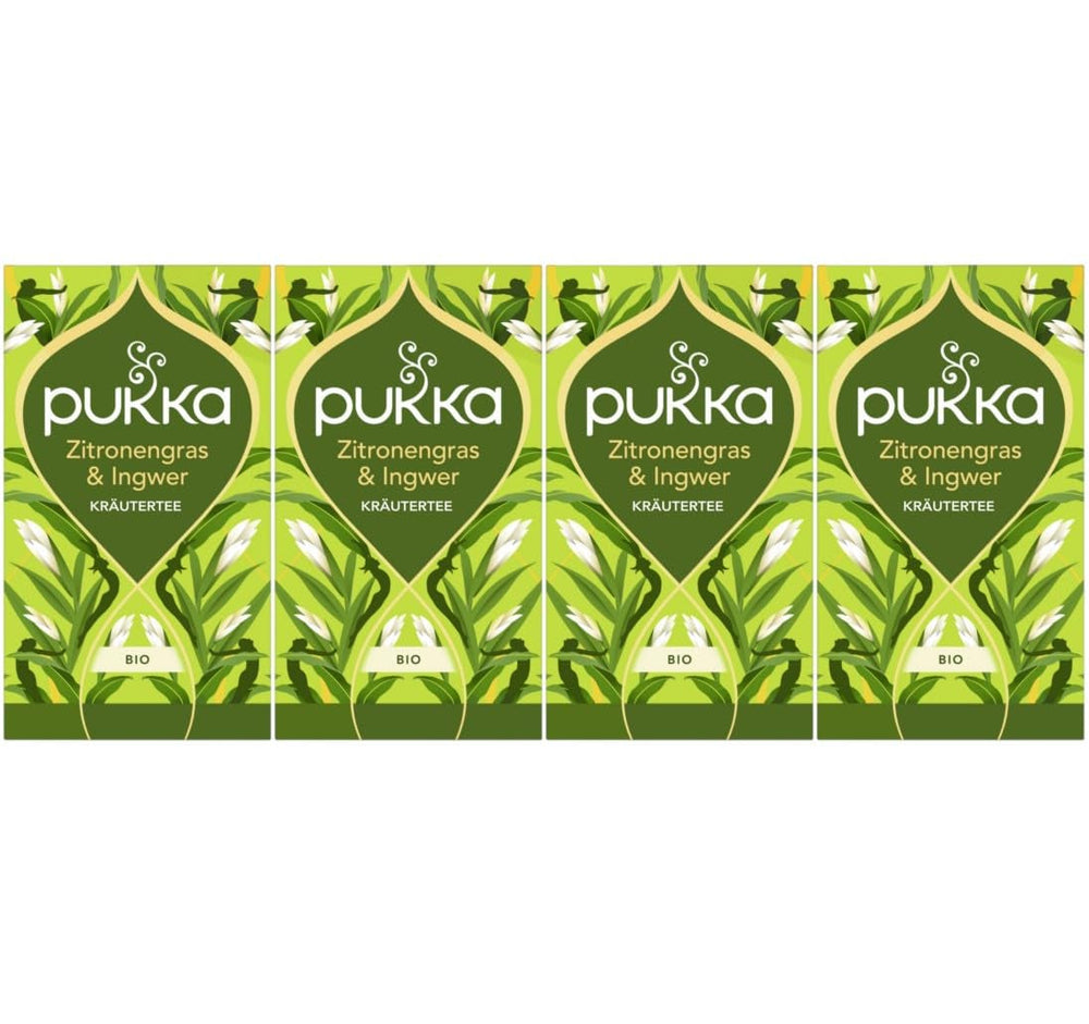 Pukka | Ceai din plante bio „Lemongrass & Ginger” | Lemongrass, ghimbir și lemn dulce | 4 x 20 pliculețe de ceai