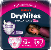 Noční noční pomočování Huggies DryNites pro dívky 13-cca 17 let (48-60kg) Počet 27 (3x9) měsíční balení kalhotkových plen