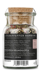 Ankerkraut Steakpfeffer Hamburg, Pfefferkörner Hausmischung, Grober Steakhouse-Pfeffer, frische Note, Universal Allrounder, Lecker Kochen mit Qualität, 80 g v Korkenglas