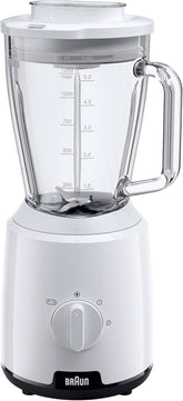 Braun Powerblend 1 JB1050WH - Standmixer Mit 1,5 L Glas-Mixaufsatz, Küchenhelfer Zum Zerkleinern, Pürieren & Mixen, Ice-Crush-Funktion, 2 Geschwindigkeiten, 600 Watt, Weiß Bucatarie Naty Shop Weiß Glas-Mixaufsatz
