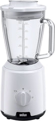 Braun Powerblend 1 JB1050WH - Stojanový mixér s 1,5 l Glas-Mixaufsatz, Küchenhelfer Zum Zerkleinern, Pürieren & Mixen, Ice-Crush-Funktion, 2 Geschwindigkeiten, 600 Watt, Weiß Bucatarie Naty-Skleněný obchod