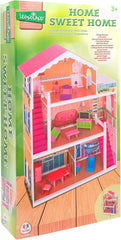 37916 - Domeček pro panenky - dřevo - 3 police, - 17 doplňků Domky pro panenky Naty Shop