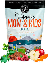 VITSTORM® BIO TEE Mom & Kids – Ceai pentru femei și alăptare – Rooibos, mere, fenicul, melisă, alchemilla, căpșuni – Ceai relaxant - Fructat și delicios - Fără cofeină - Ceai din plante 100 g