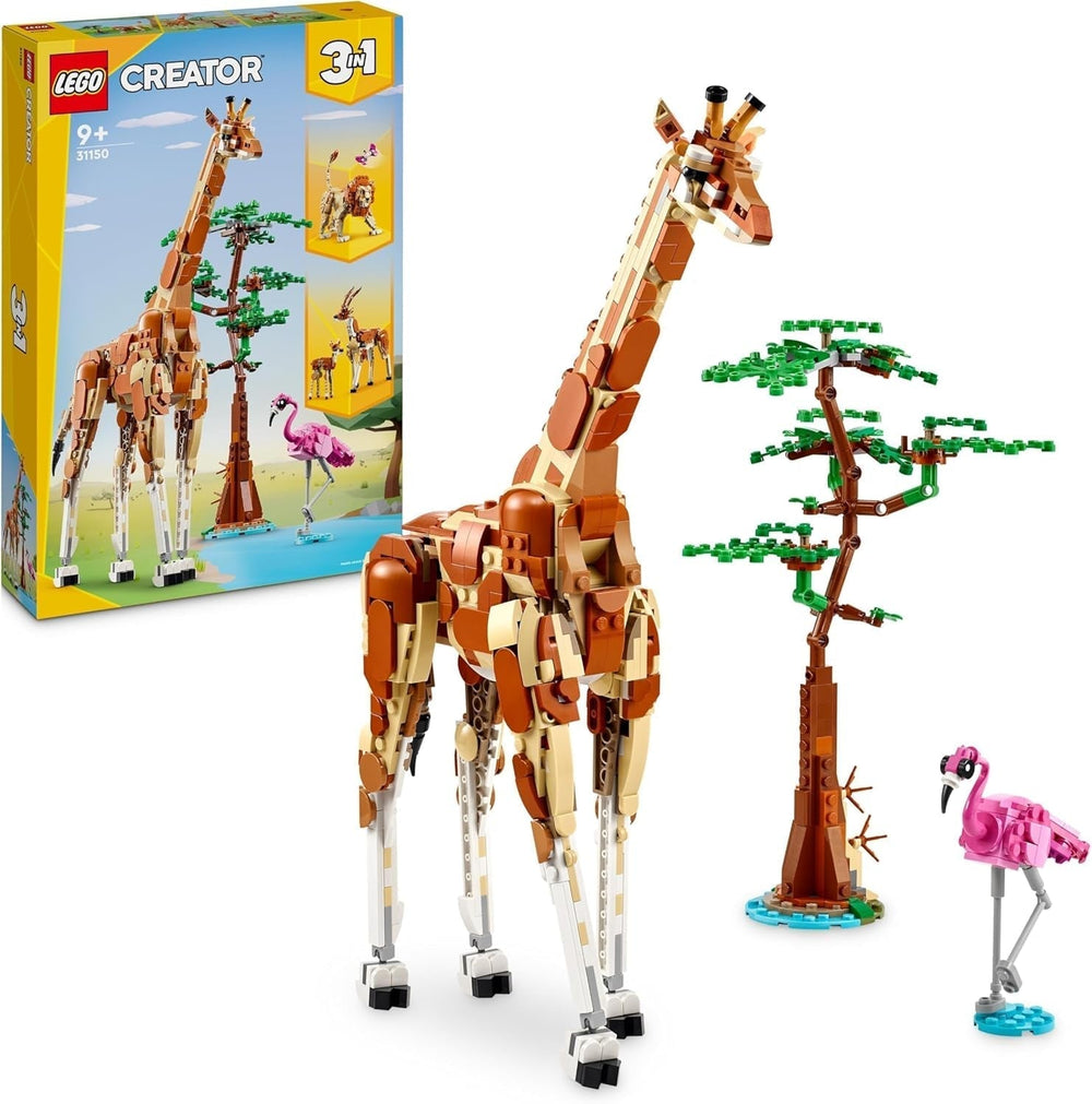 LEGO Creator 3v1 Animal Safari, Kreativní sada s figurkami zvířat, 3 možnosti stavby: Hračka žirafa, Gazela a lev, Hračka zvířátka pro dívky a chlapce, Přírodní dárek pro děti Věk 9+ 31150 Stavebnice Beuche den LEGO-Store Single