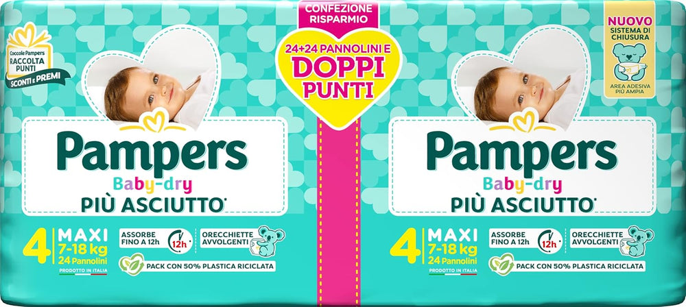 Pleny Pampers Baby Dry Maxi Twin Pack, velikost 4 (7-18 kg), 48 plen