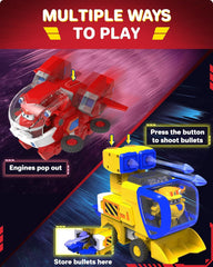 Robot Toys Super Wings - Jett Transformers Autíčka Autíčka Avec Mini Jet Avion Jouets Pour Enfants 3 4 5 Ans, Red Akční figurky Naty Shop