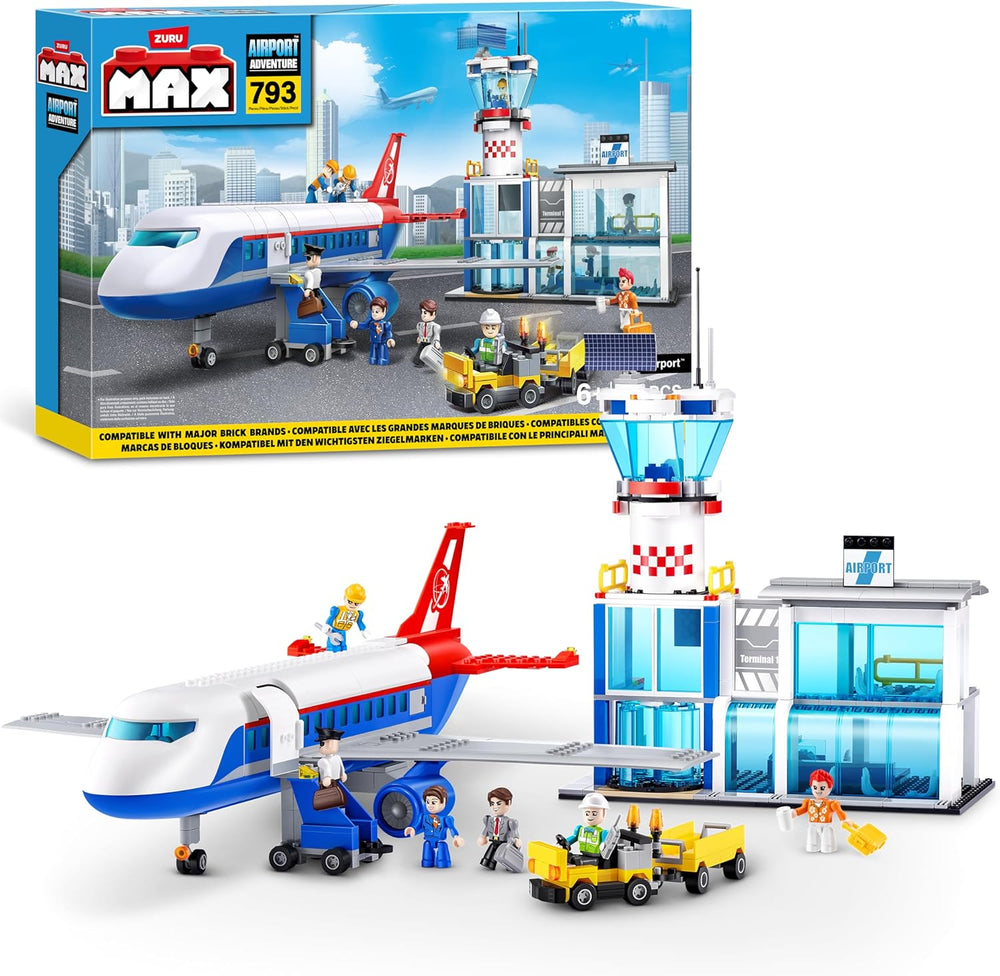 MAX Adventure Spielset Flughafen (793 Teile) Bausteine Spielzeug für Kinder ab 5 Jahren Fahrzeuge Auspacken Rozbalení