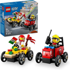 LEGO City dodávka pizzy vs. Pizza Truck – Hračka s mýdlovou krabičkou pro dívky a chlapce 5+ – Stavebnice se 2 minifigurkami řidiče – Dárek k narozeninám a svátku 60458 Stavebnice Besuche den LEGO-Store Výchozí název