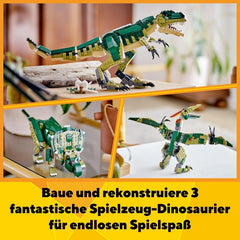 LEGO Creator T.Rex, Dino 3 v 1 Transformovatelný Triceratops nebo Pterodaktyl, Mobilní model dinosaura pro děti, Dárek pro chlapce a dívky 31151 Stavebnice Besuche den LEGO-Store