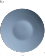 MÄSER 931844 Set de veselă modernă din seria Elissa pentru 6 persoane, albastru cu margine albă, set combinat cu 24 de piese, ceramică
